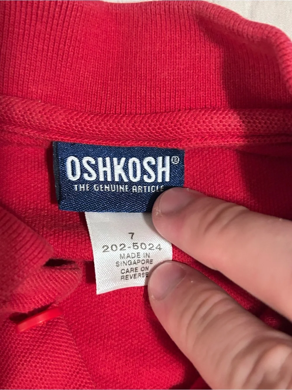 OshKosh Red Polo with Navy Brand Tag
